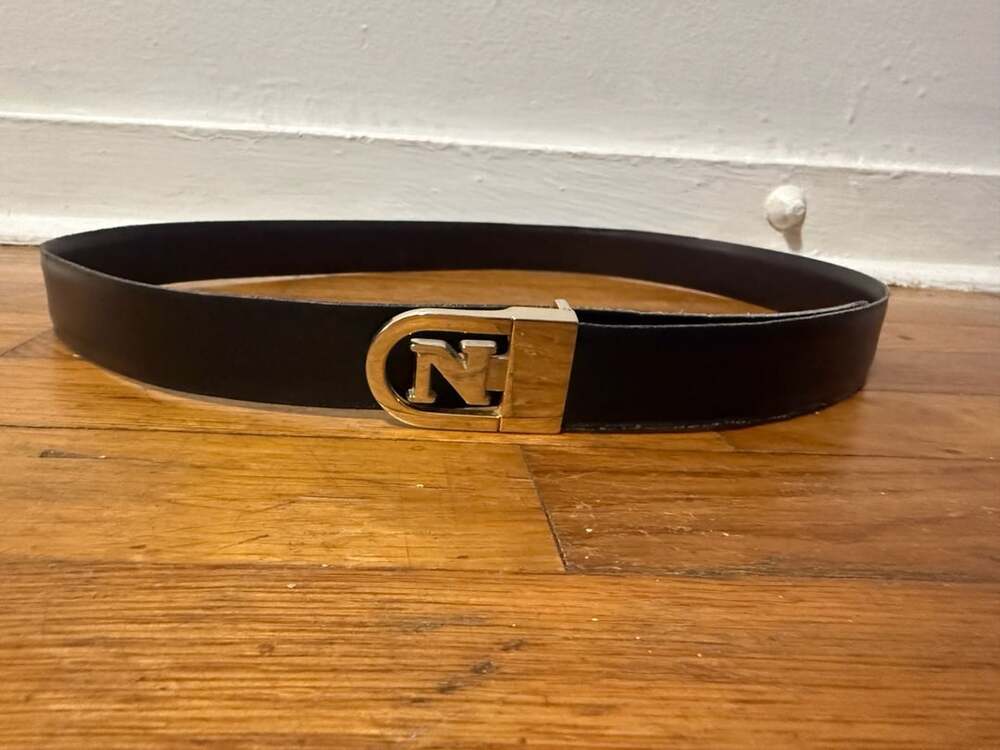 Vntg Valentino Garavani reversible Leather Belt W/Gold&Silver Tone Buckle 41in